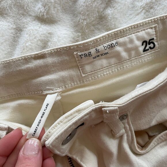 Rag & Bone Flare Wide Leg Jeans Ecru 25 - Picture 8 of 8